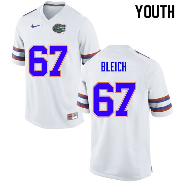 Youth NCAA Florida Gators Christopher Bleich #67 Stitched Authentic Nike White College Football Jersey XPS8365DT